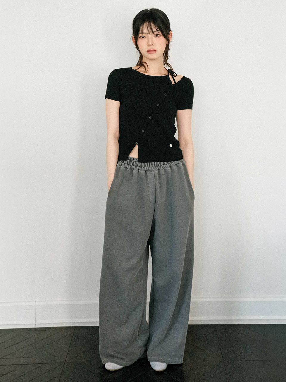 Elastic Waist Wide Fit Sweatpants 2colors