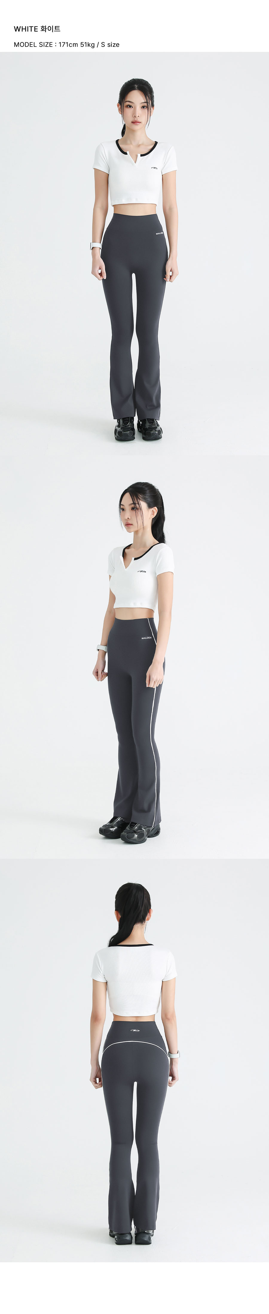 RIBBED SLIT NECK CROP T-SHIRT