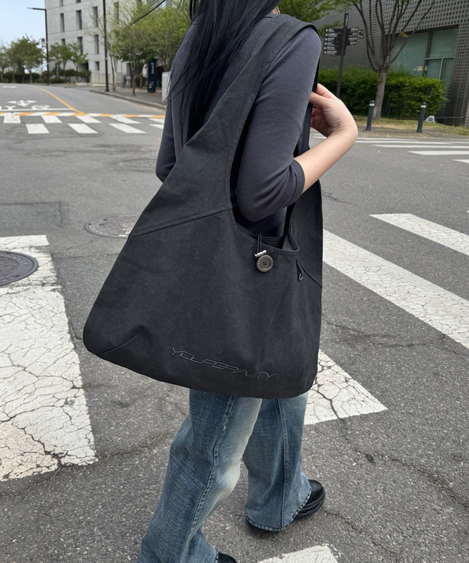 String Shoulder Bag - charcoal
