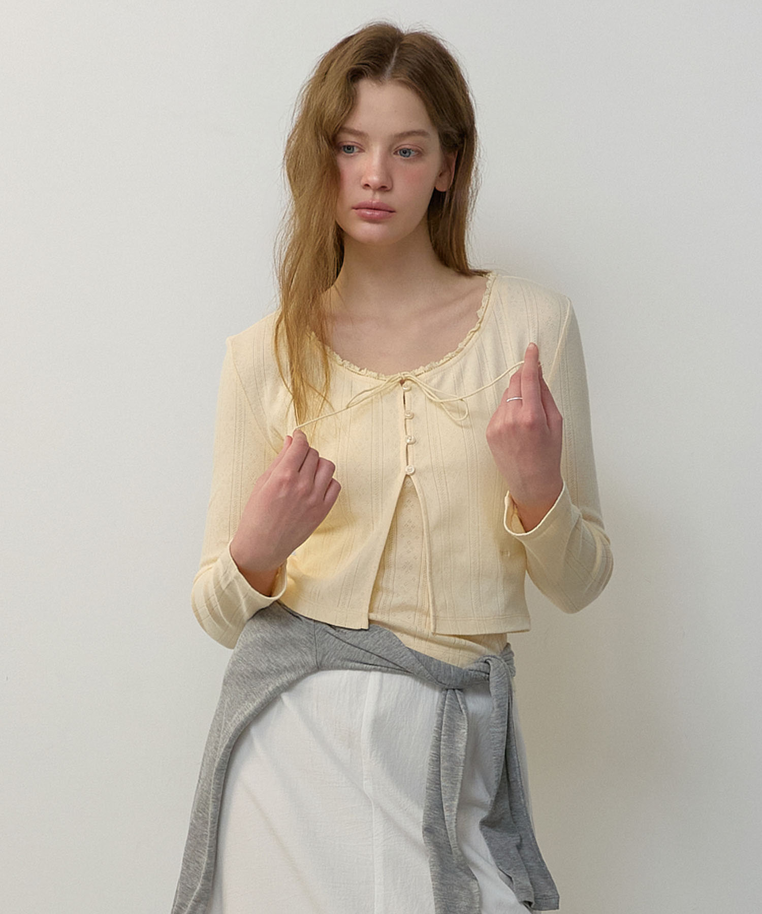 JERSEY SLEEVELESS CARDIGAN SET