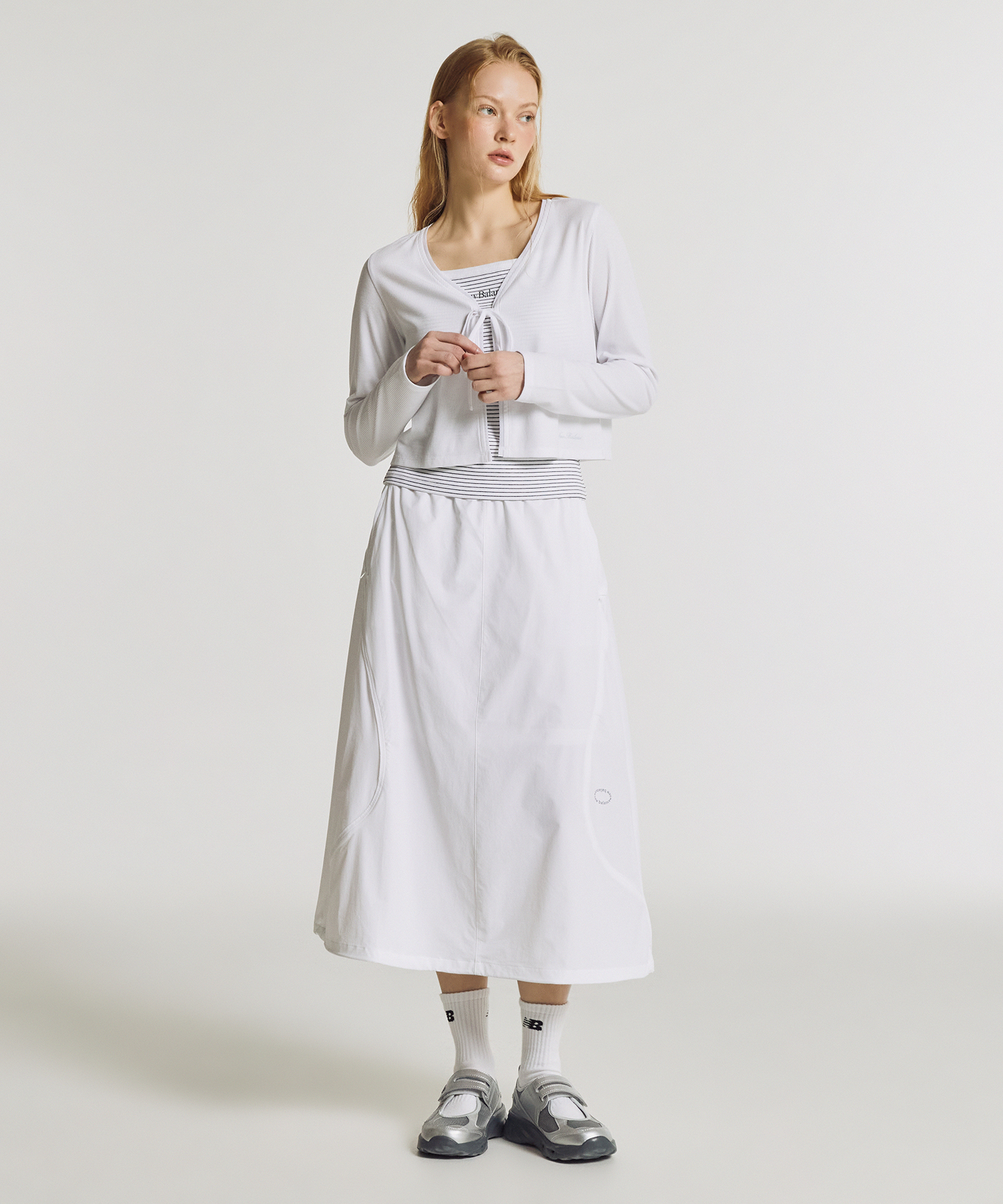 NBMDG3W612 / Женский кардиган в рубчик (WHITE)
