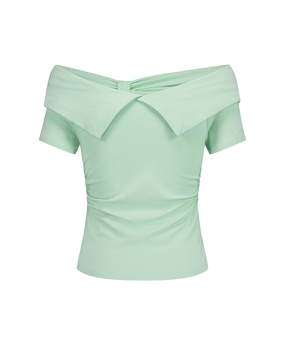 BOW OFF-SHOULDER TEE MINT