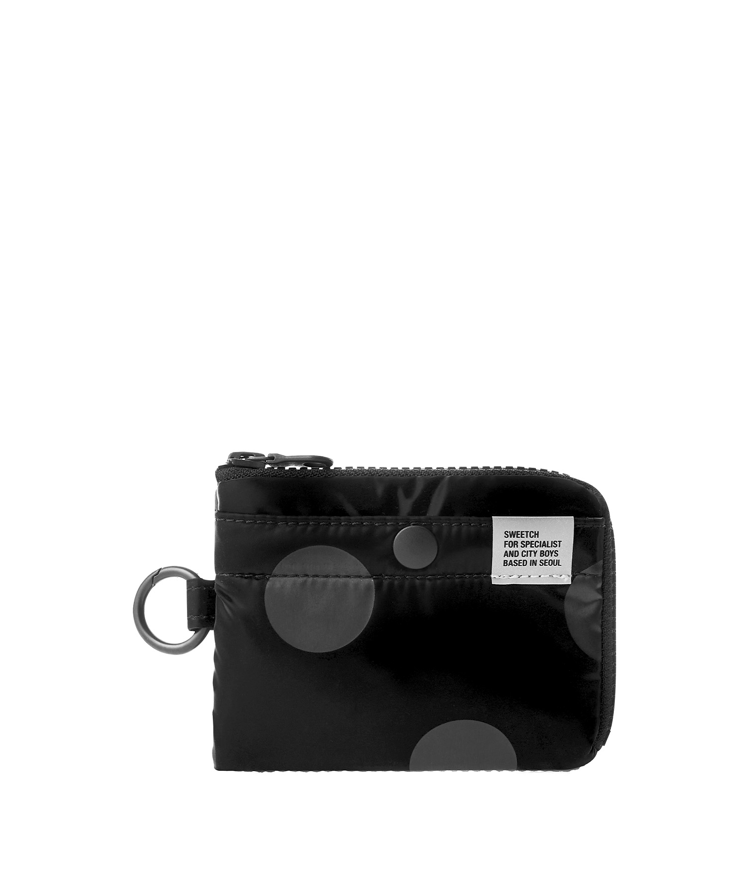 HALF ZIP WALLET 001 M Glossy Black Polka Dot