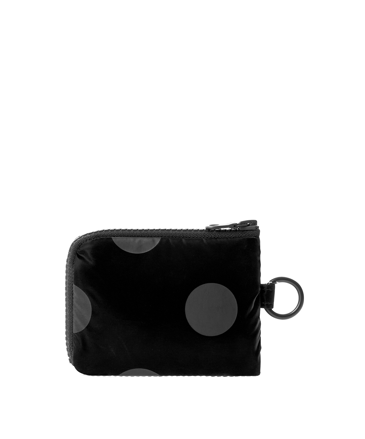 HALF ZIP WALLET 001 M Glossy Black Polka Dot