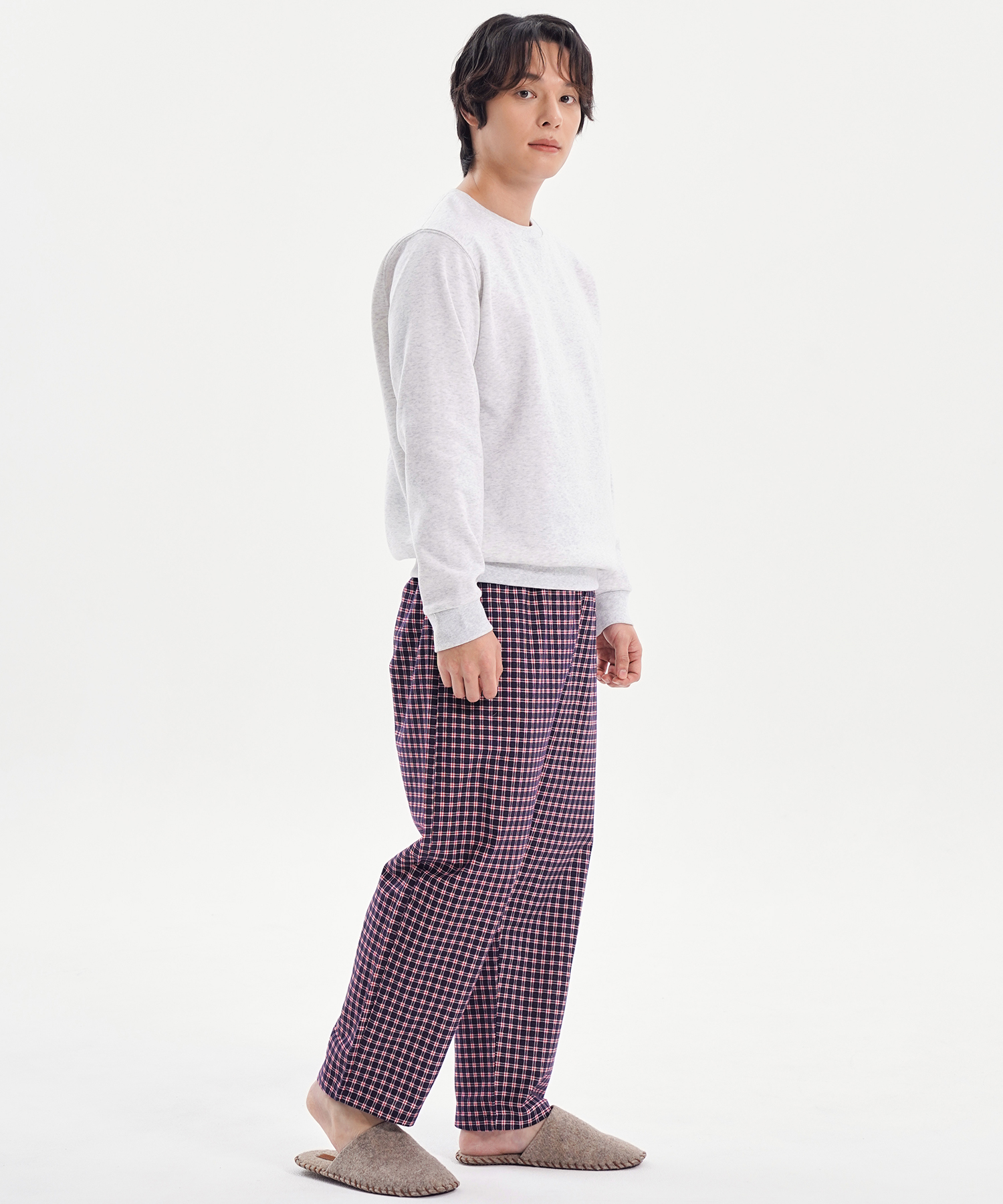 Gingham check flannel pure cotton men pajama pants