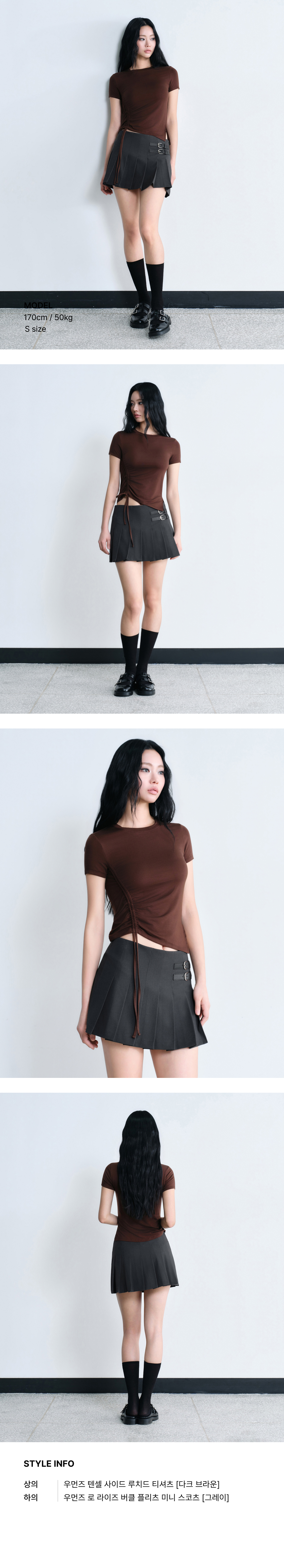 WOMENS LOW RISE BUCKLE PLEATS MINI SKIRT #韓韶禧同款! - 3 COLORS GREY