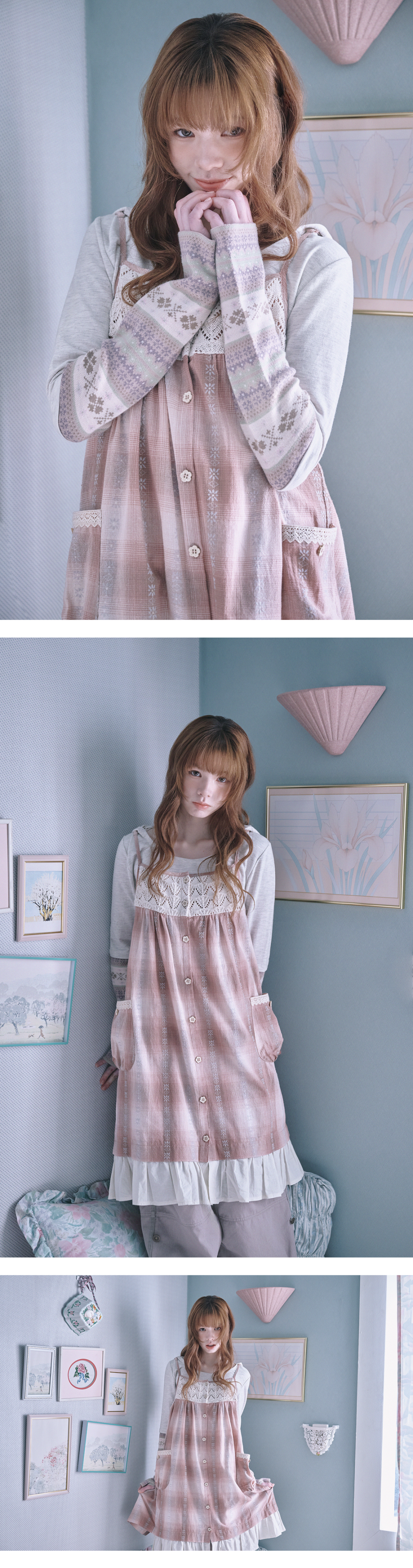 MORI BUTTON LAYERED DRESS - 2 COLORS PINK