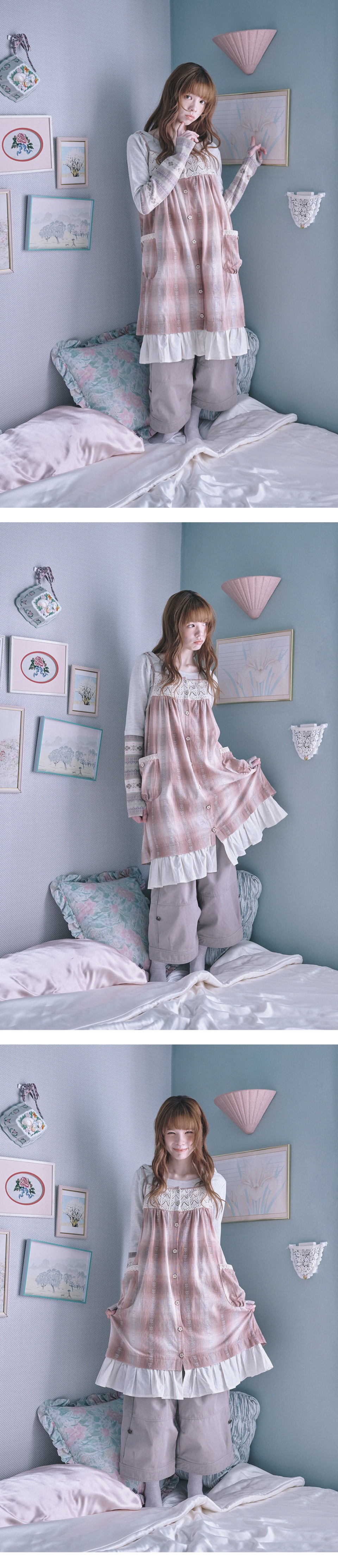 MORI BUTTON LAYERED DRESS - 2 COLORS PINK