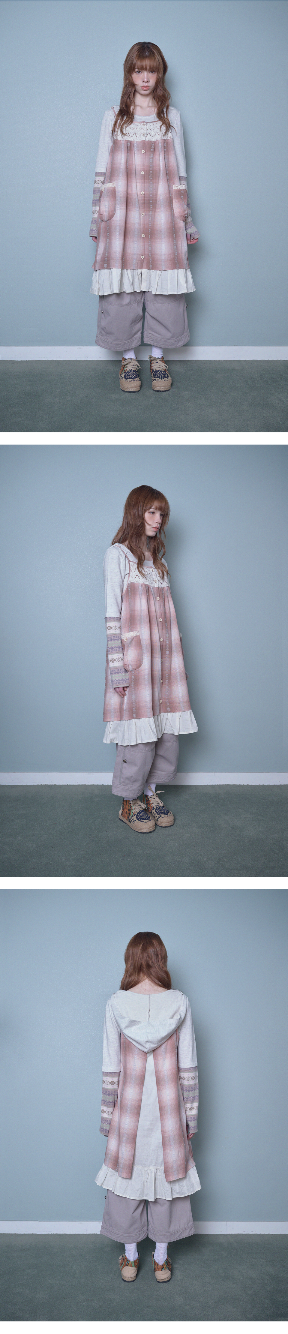 MORI BUTTON LAYERED DRESS - 2 COLORS PINK