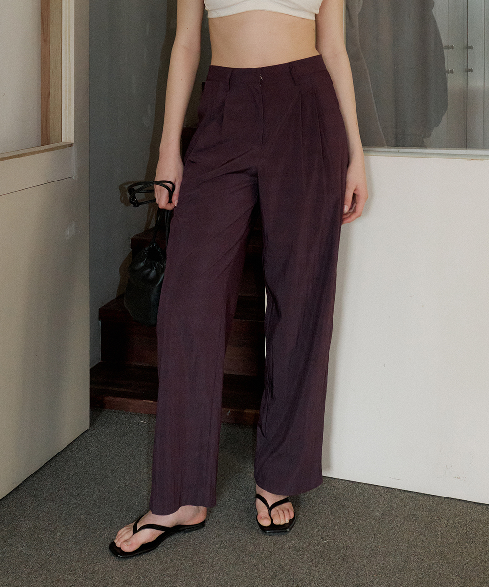 Airy Tuck Slacks_Grape