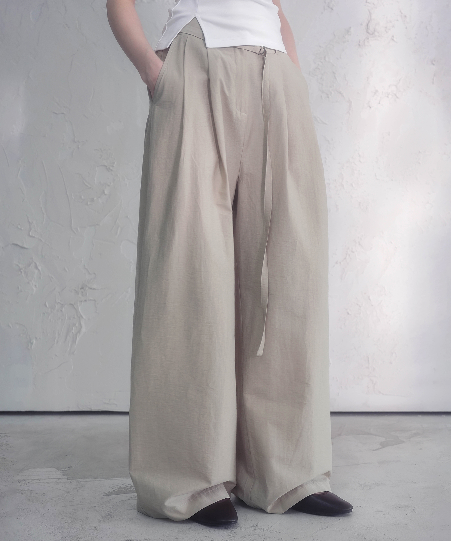 Idylle Tuck Belted Pants_3Colors