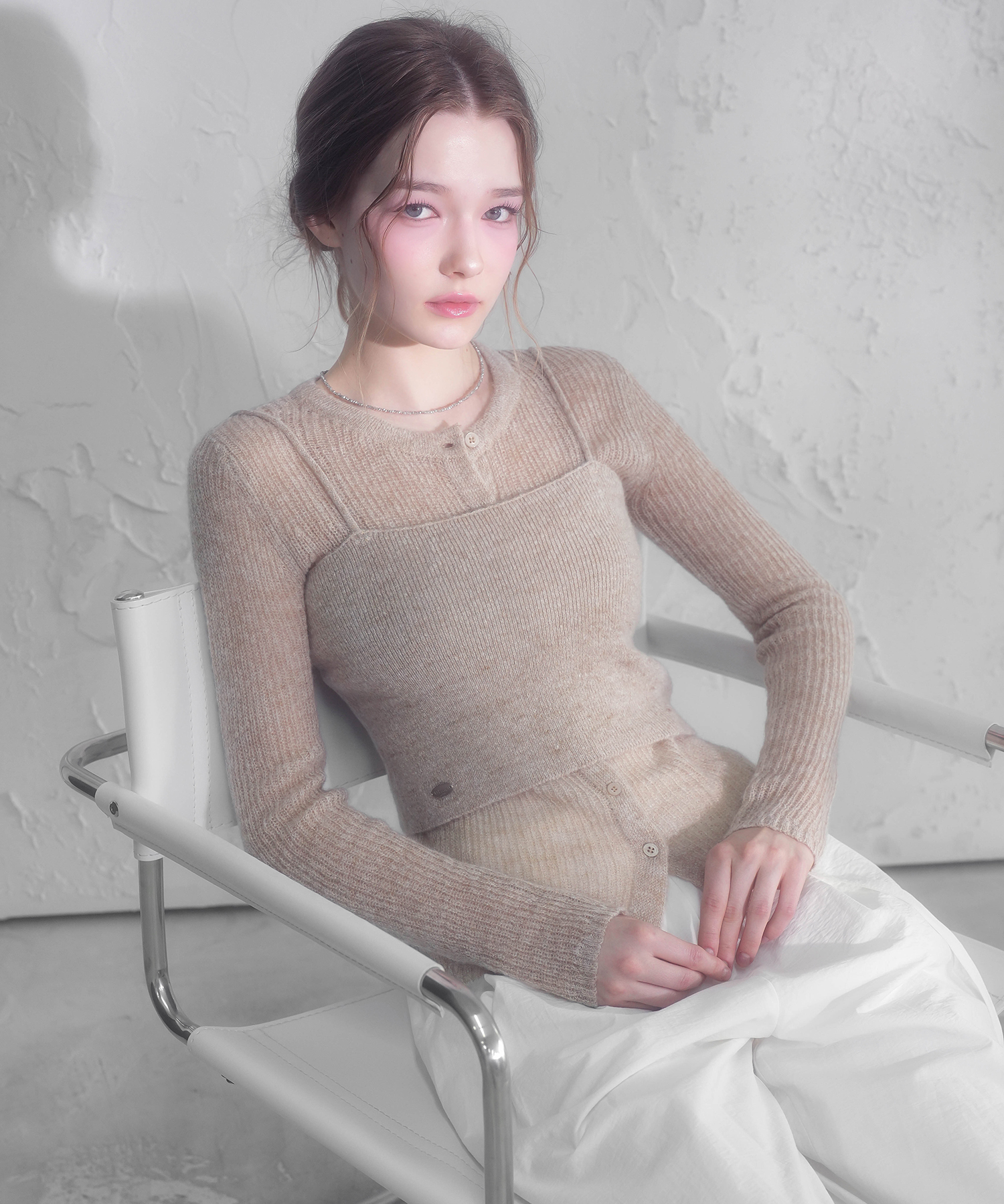 Bustier Layered Set Knit Cardigan_5Colors