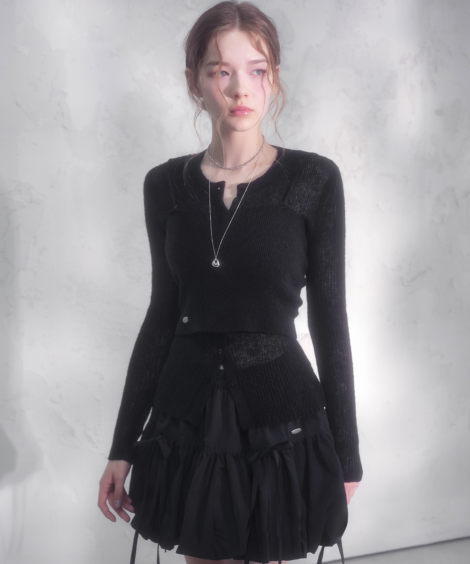 Bustier Layered Set Knit Cardigan_5Colors