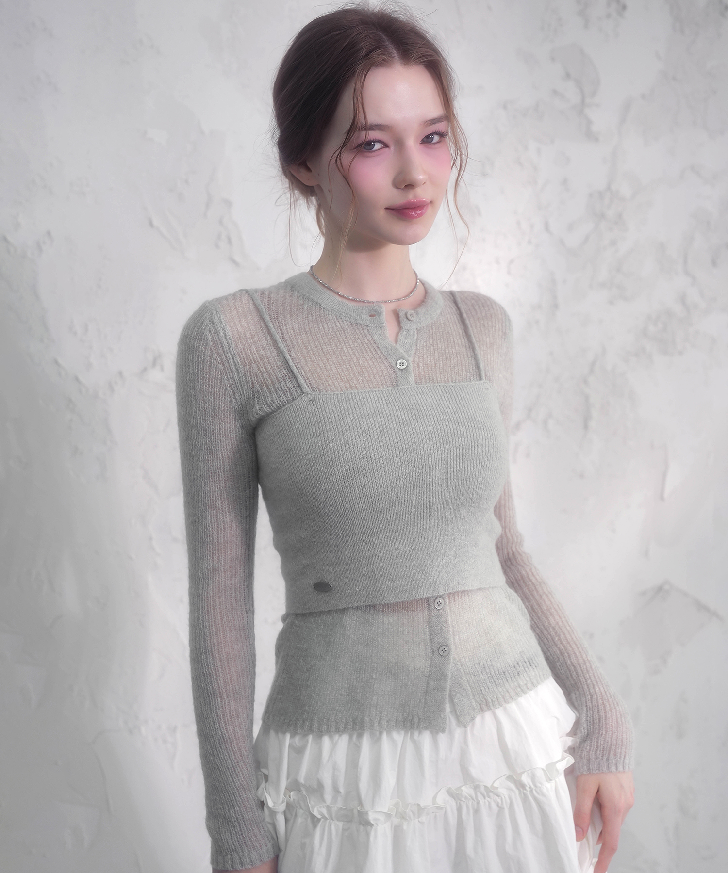Bustier Layered Set Knit Cardigan_5Colors