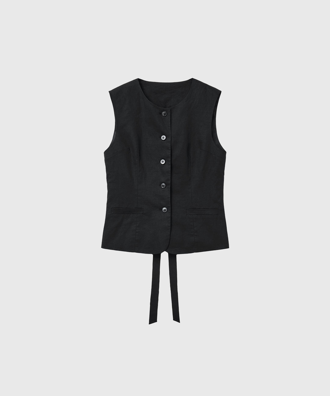 woman linen classic vest [black]