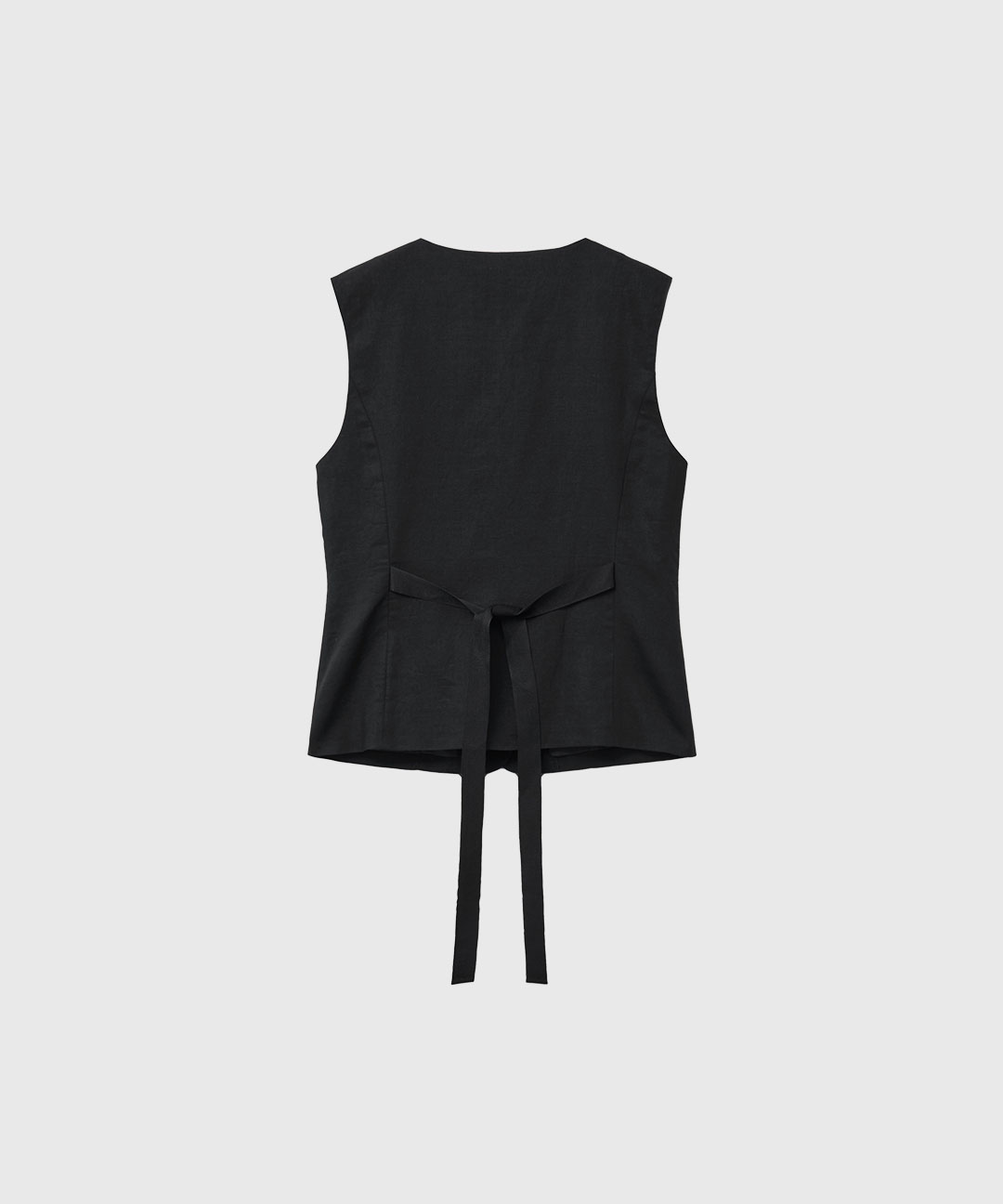 woman linen classic vest [black]