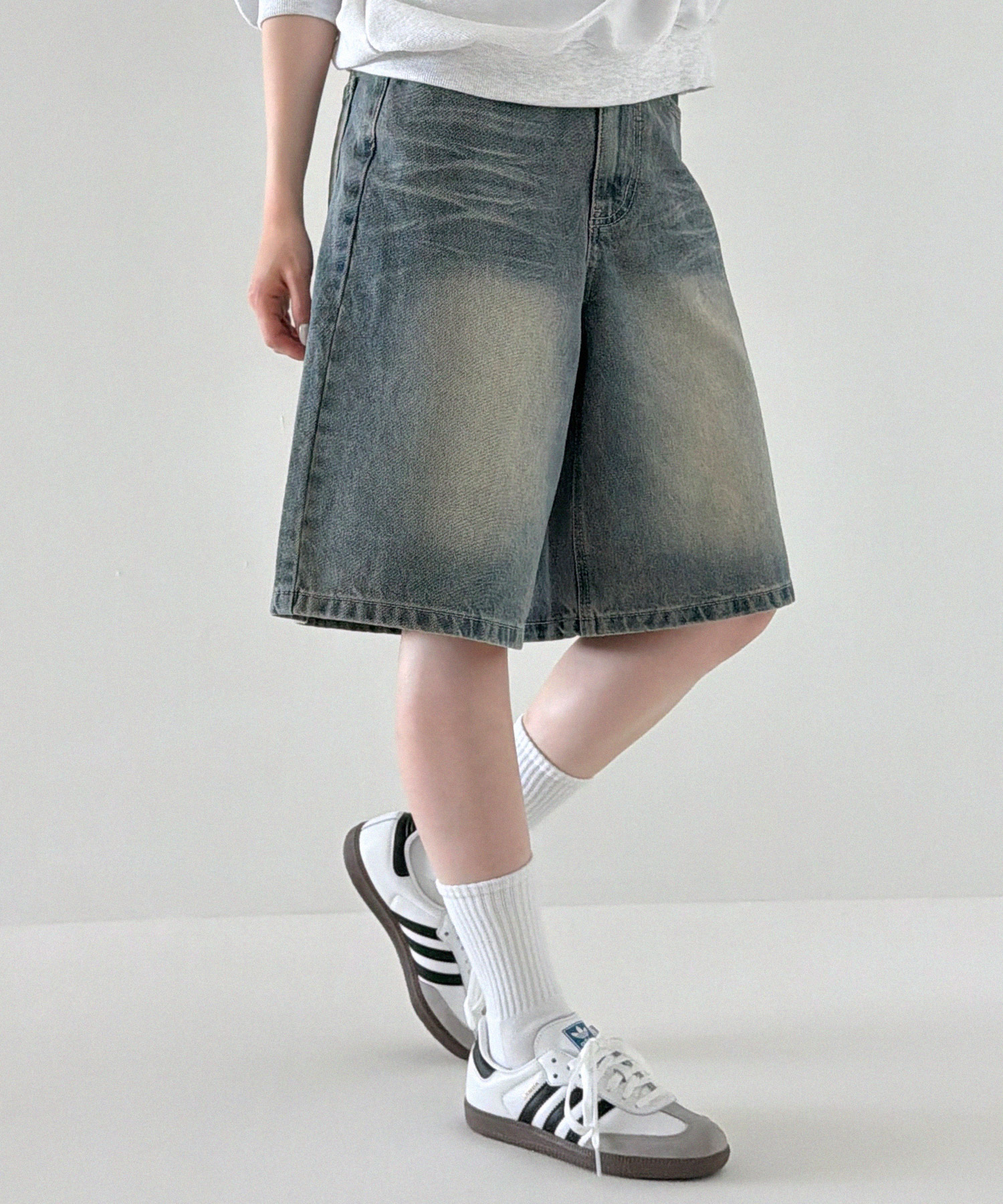 washing denim shorts bermuda shorts yellowblue