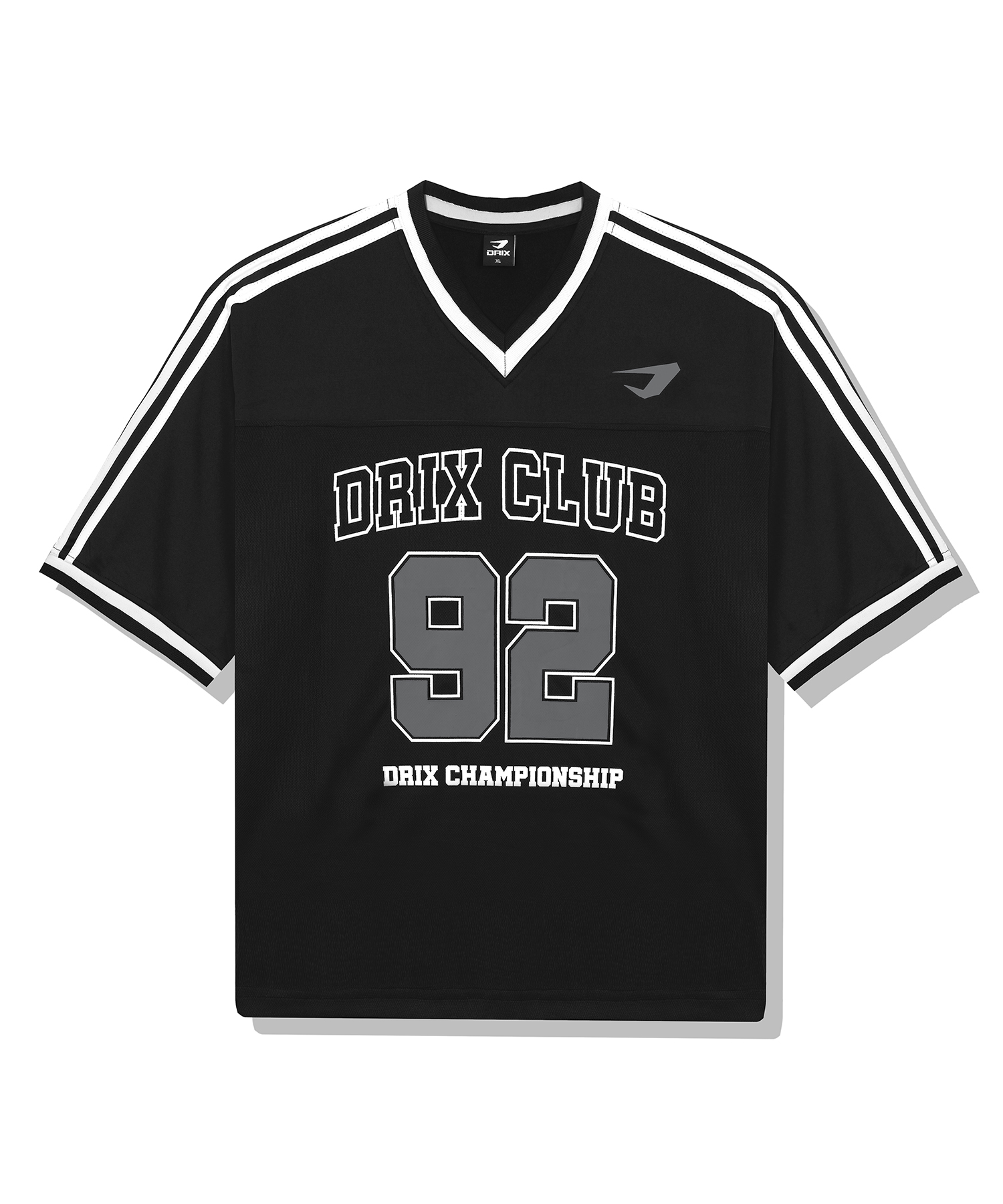 RUGBY TRACK LINE JERSEY HALF SLEEVE_BLACK
