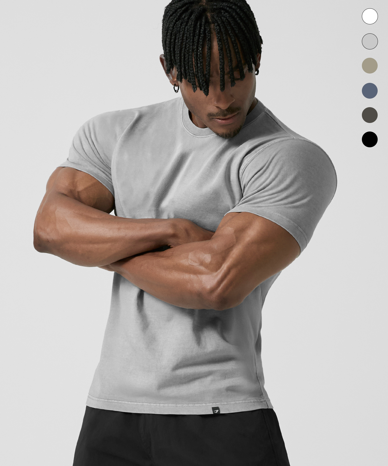 pigment washing muscle fit полу sleeve_6color
