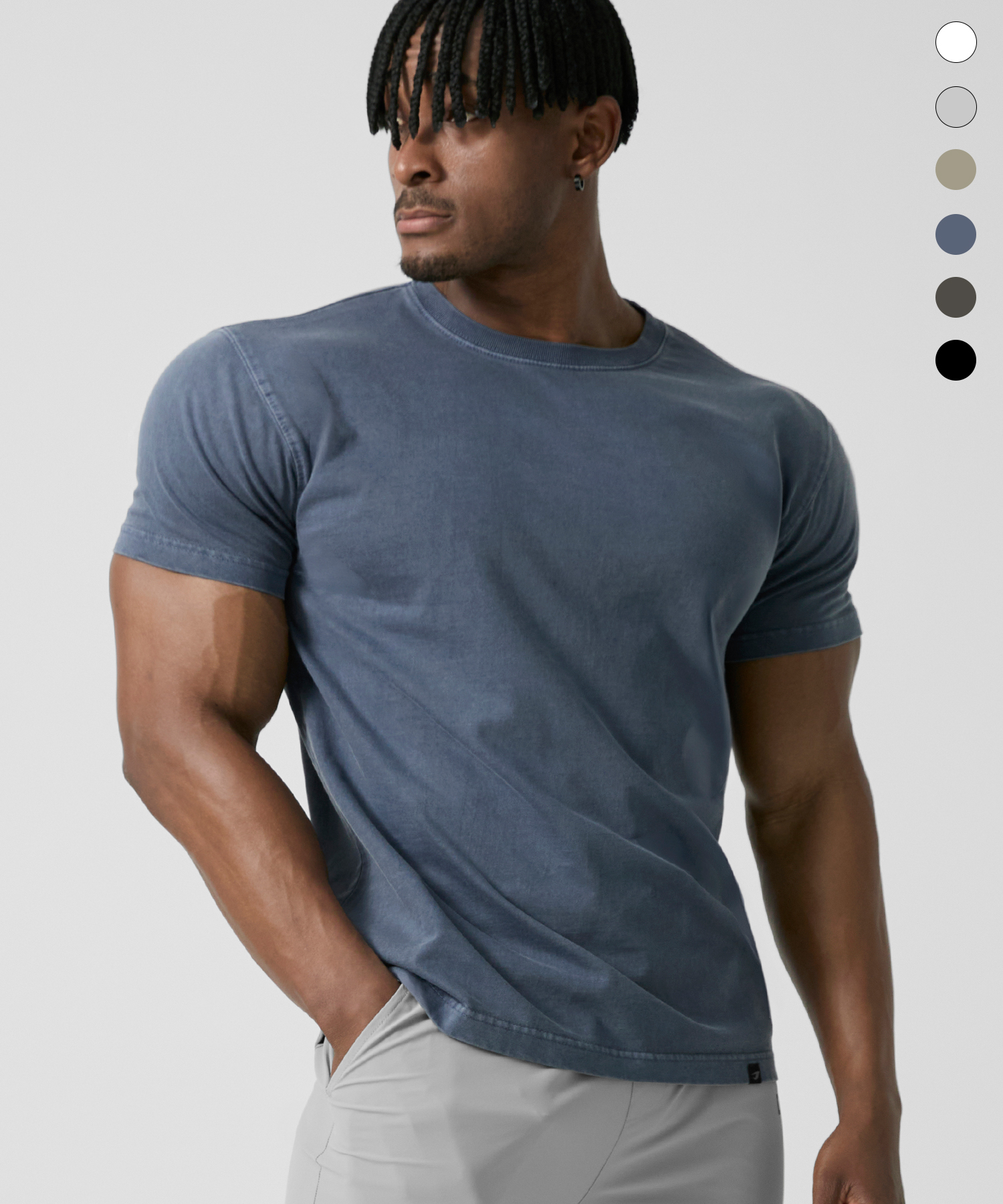 pigment washing muscle fit полу sleeve_6color