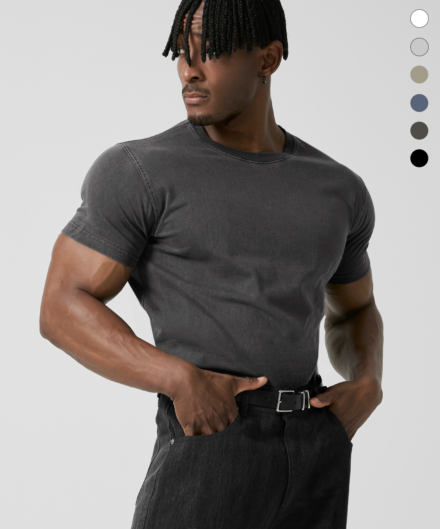 pigment washing muscle fit полу sleeve_6color