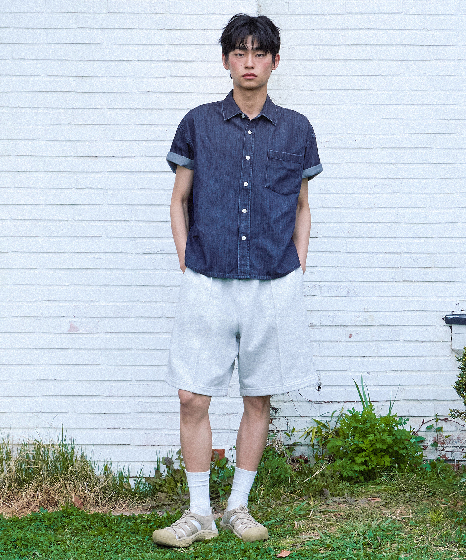 all day linen like полу shirt-5color [Crop ver.]