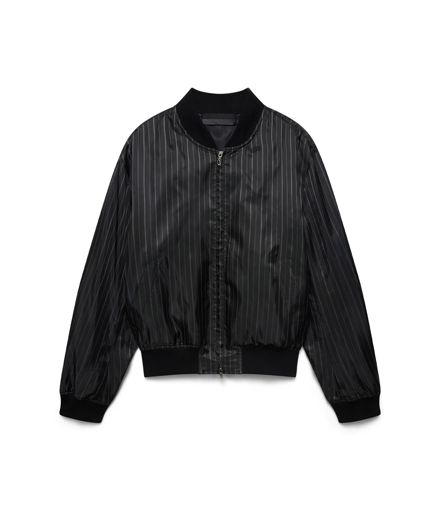 stripe blouson - black
