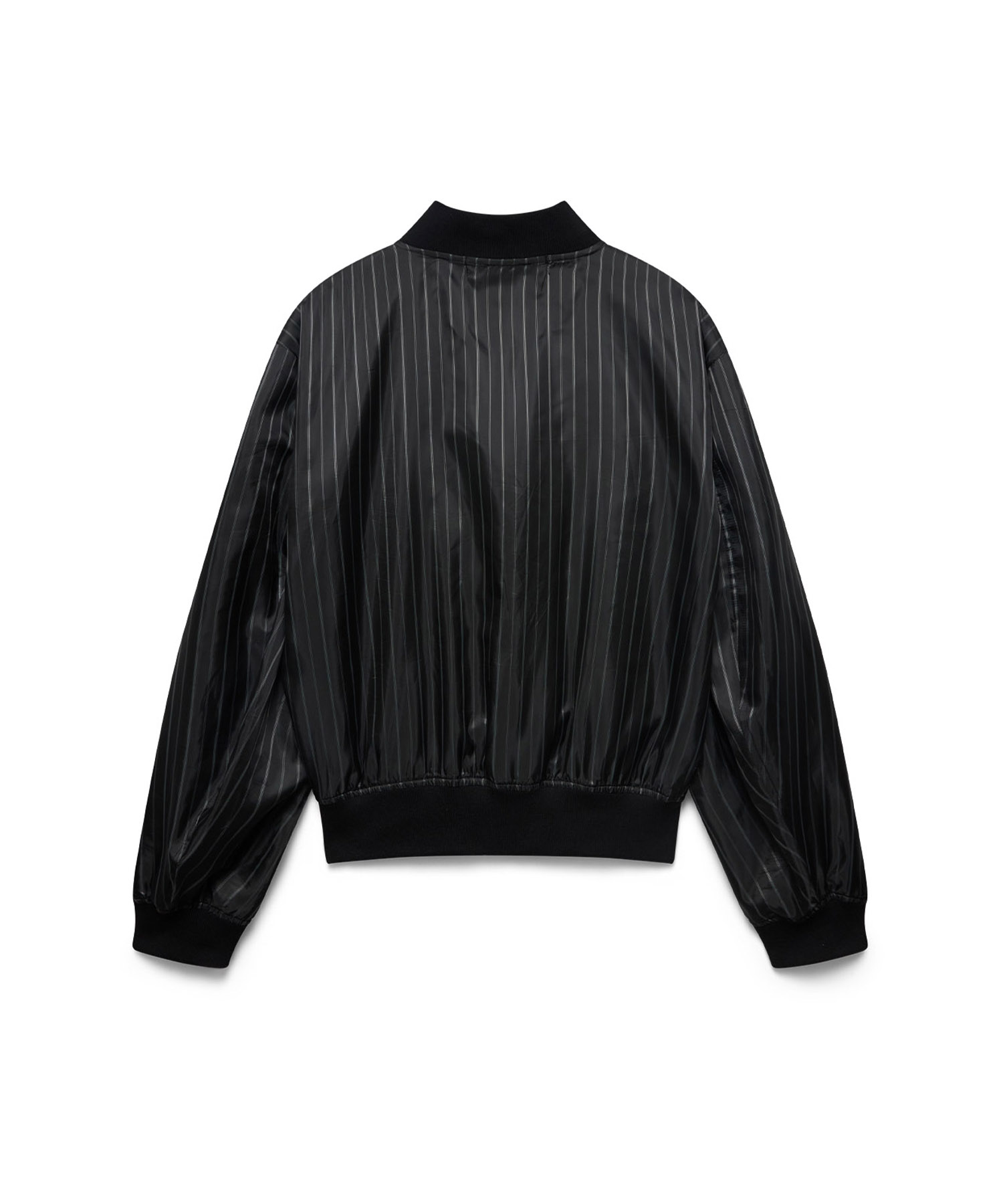 stripe blouson - black