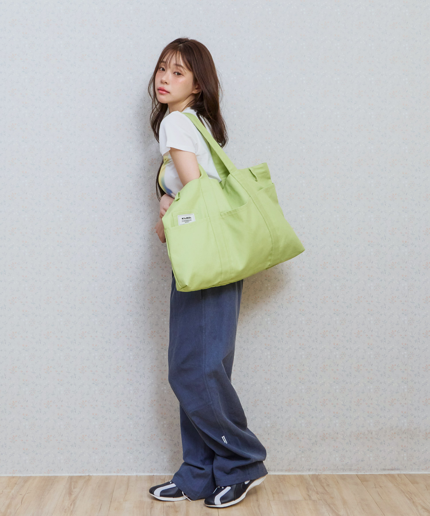 Ke906. angled pocket utility tote melon зелёный