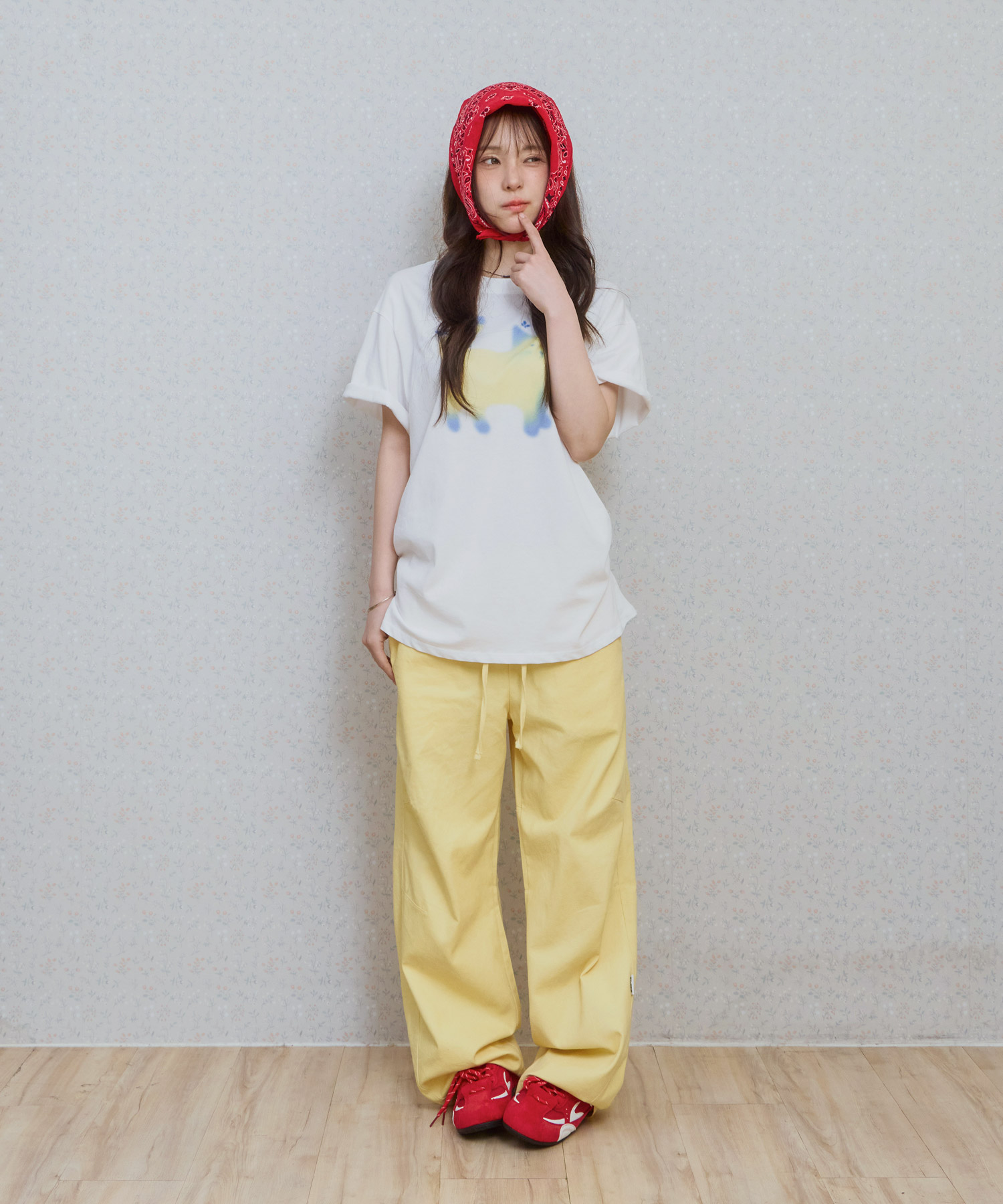Ke613. move pigment wide pants yellow