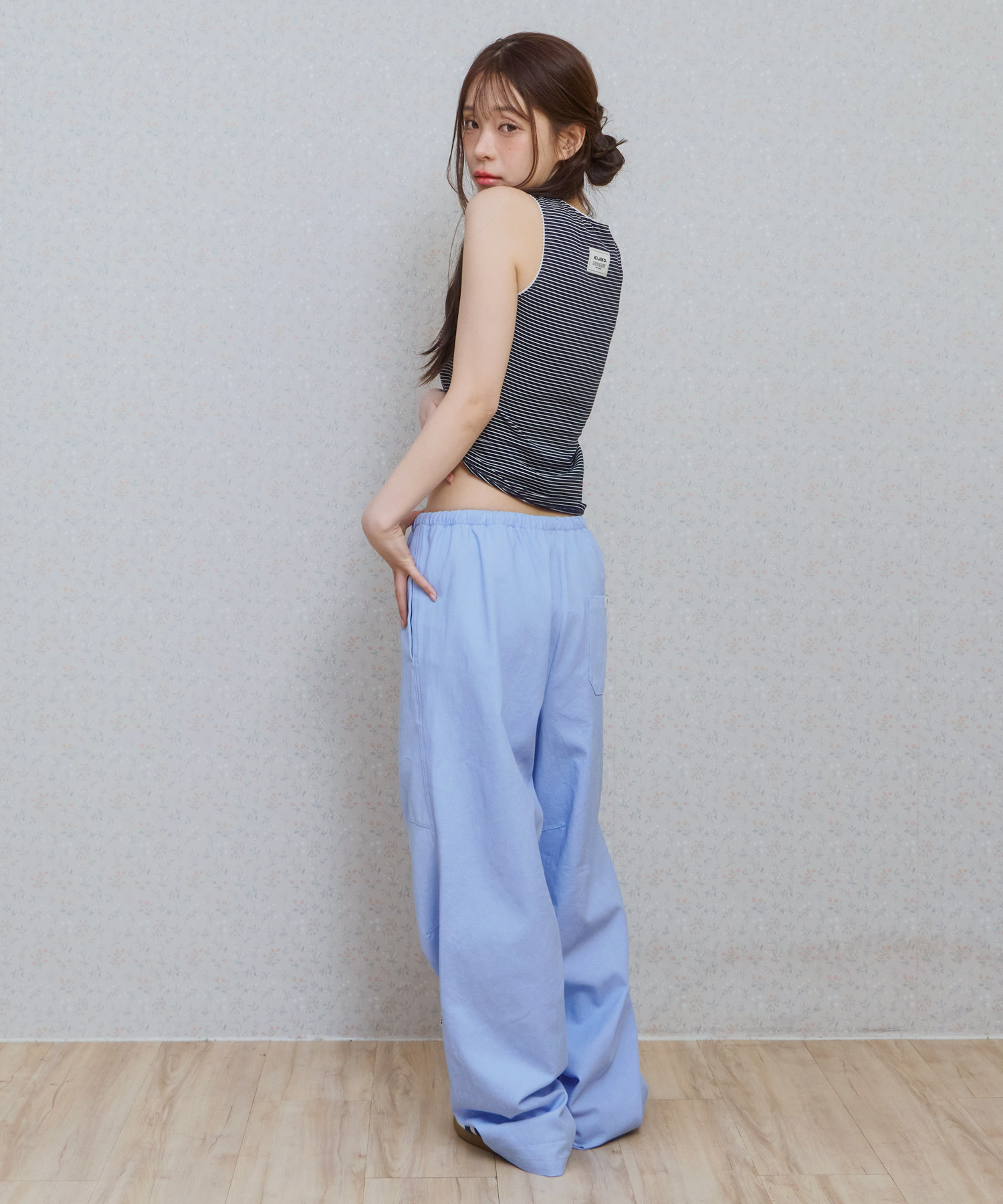 Ke613. move pigment wide pants sky blue
