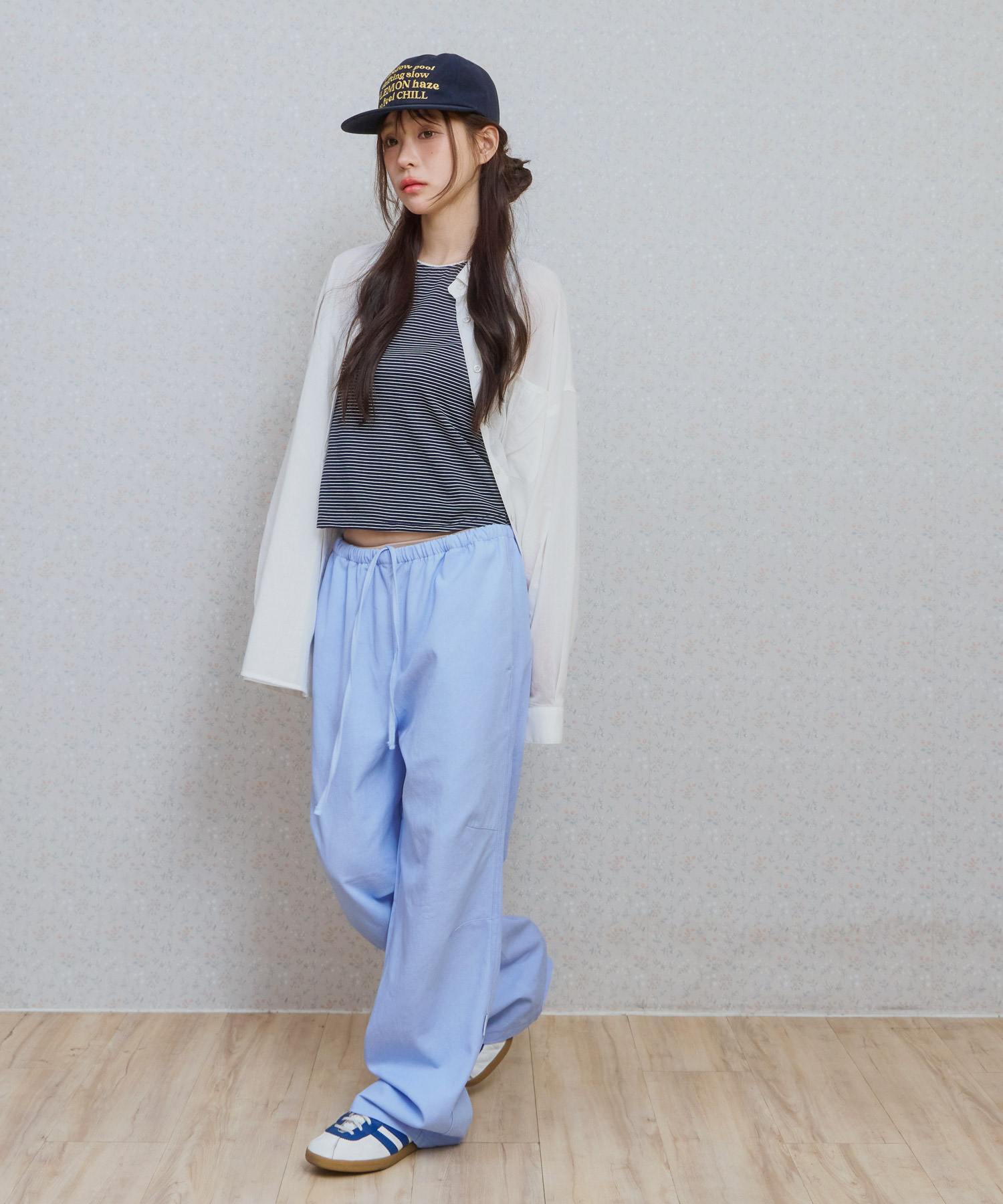Ke613. move pigment wide pants sky blue