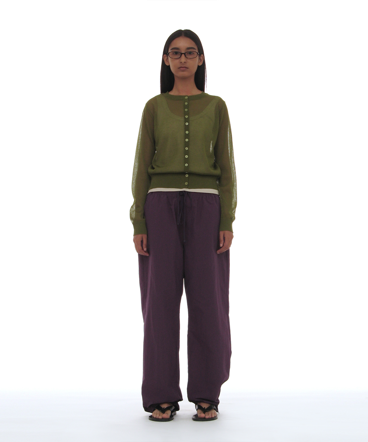 Pwc sheer two-face cardigan_olive