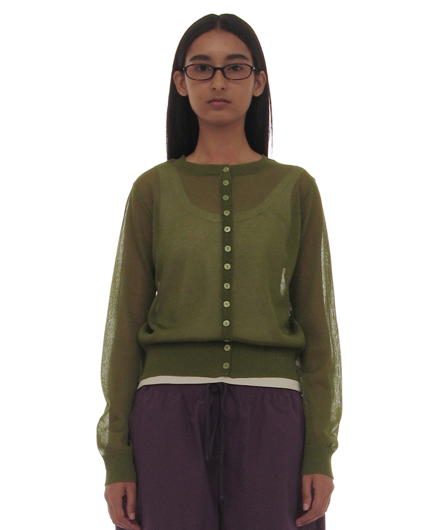 Pwc sheer two-face cardigan_olive