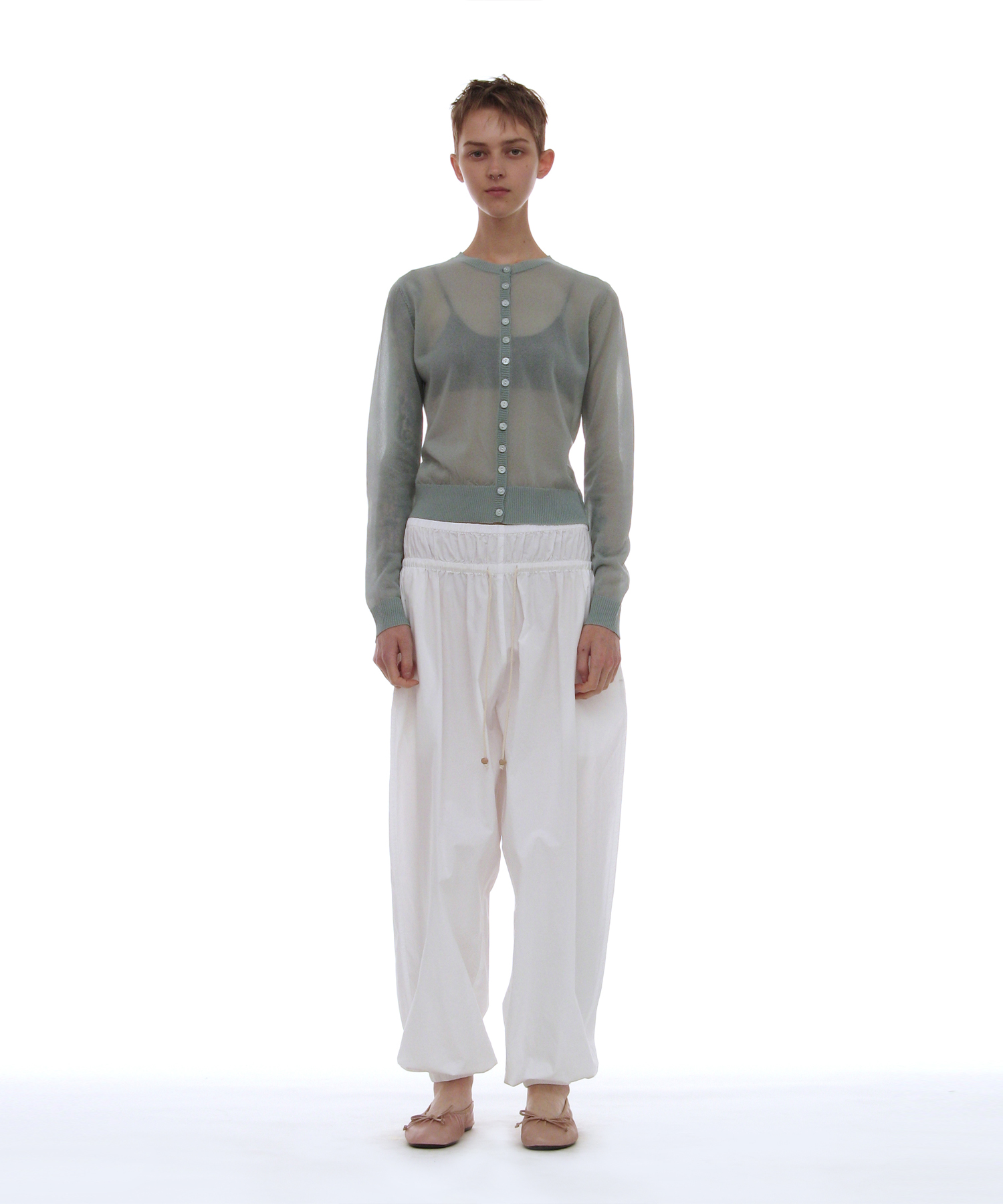Pwc sheer two-face cardigan_мятный