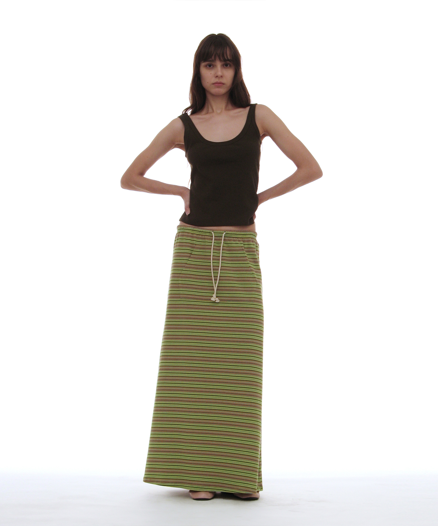 Pwc jersey multi полосатая maxi skirt_8color