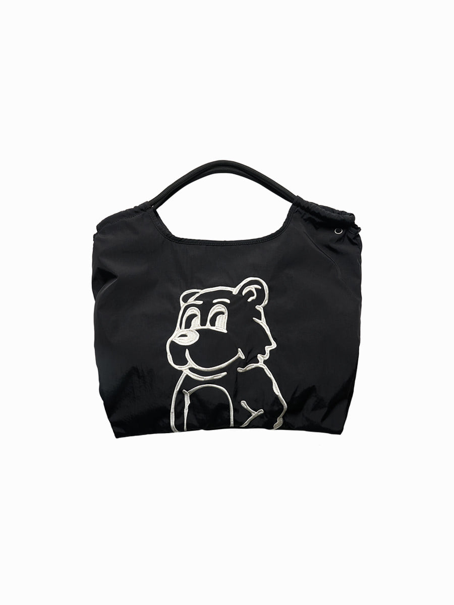 Drawstring nylon shoulder bag