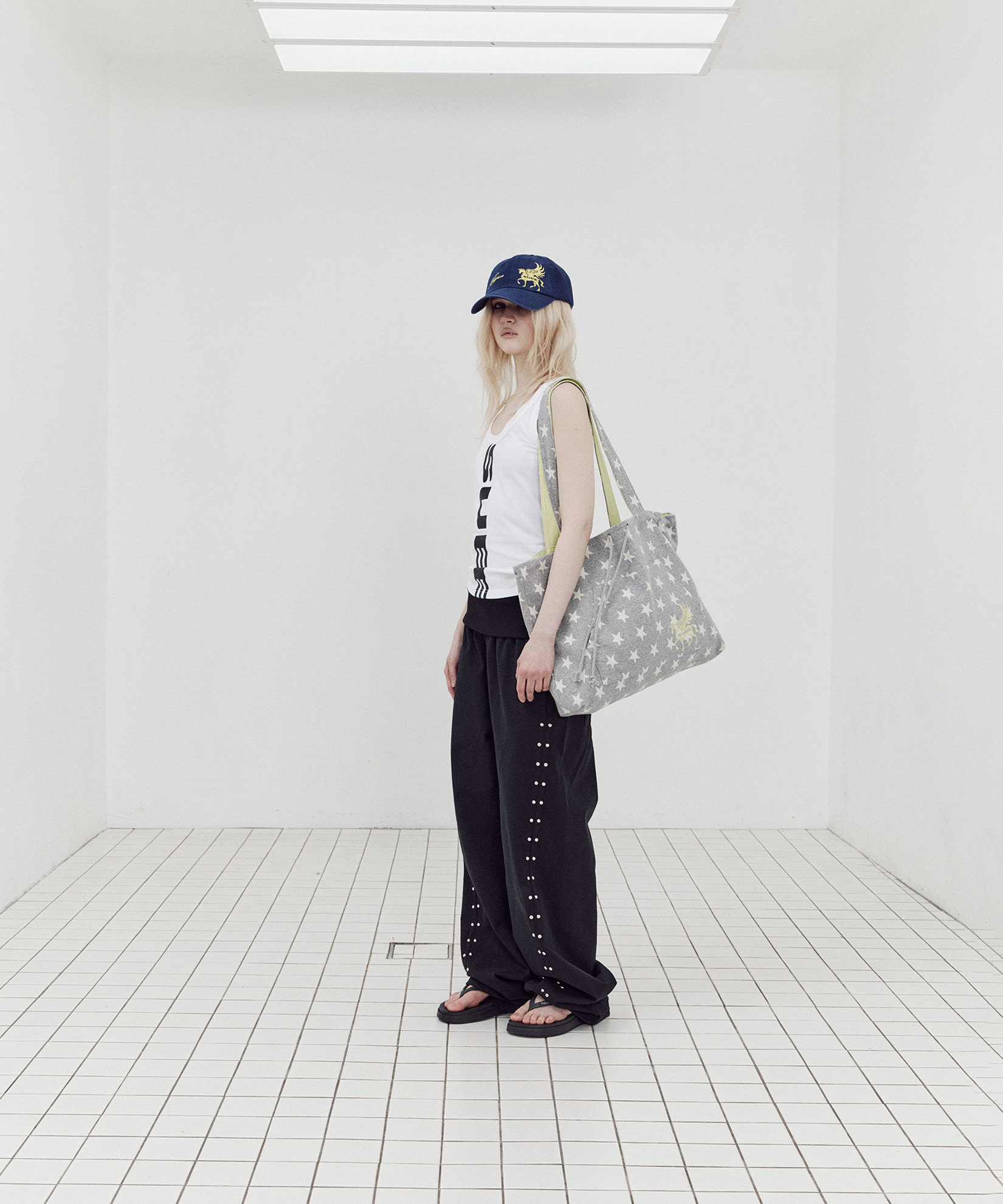 Star hoodie shopper bag / melange серый