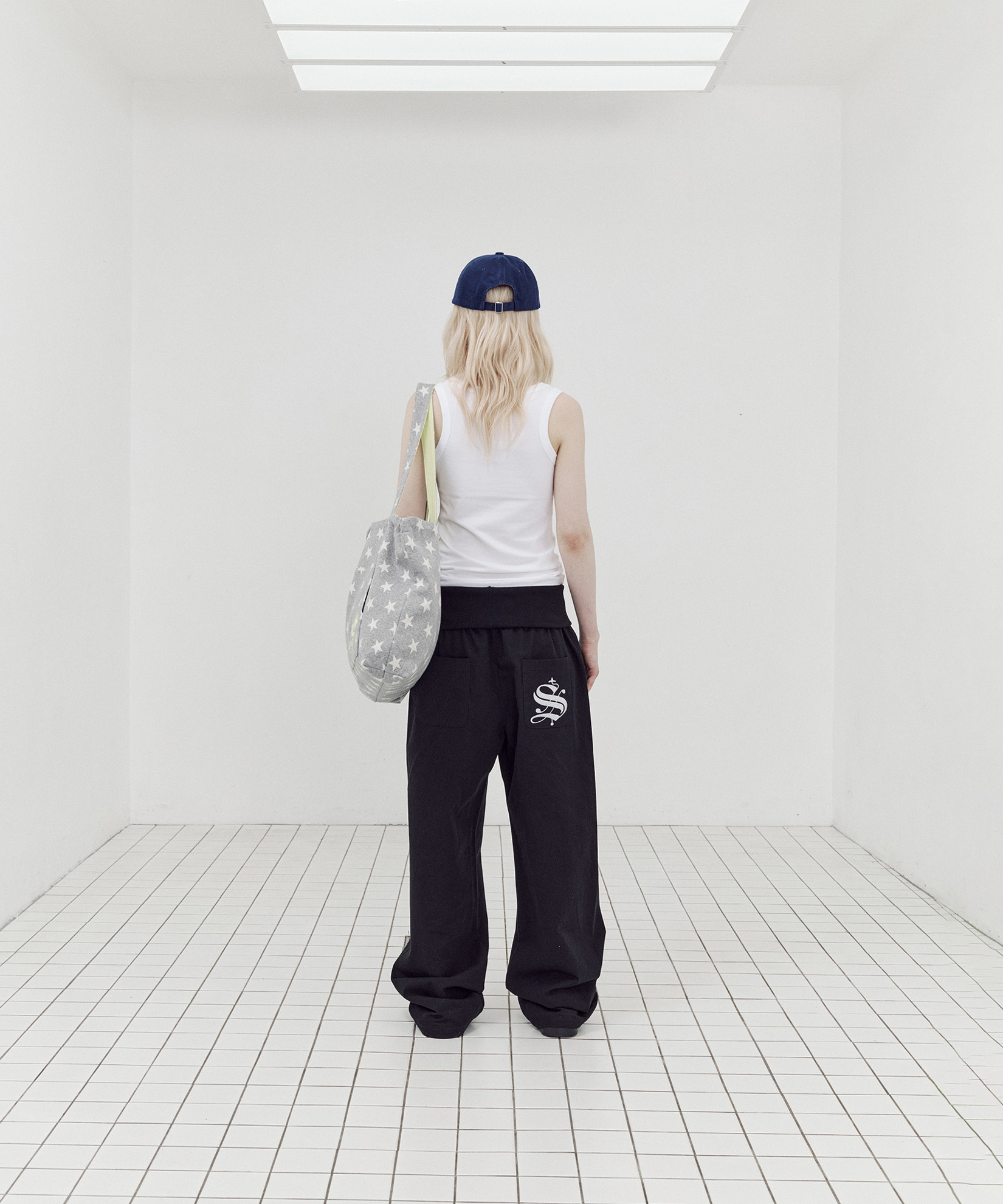 Star hoodie shopper bag / melange серый