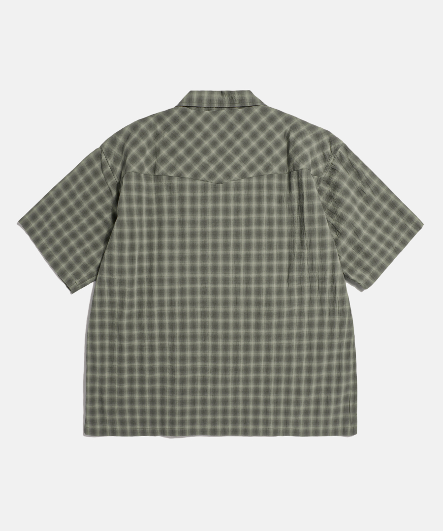 Textuкрасный check western s/s shirt dark grey