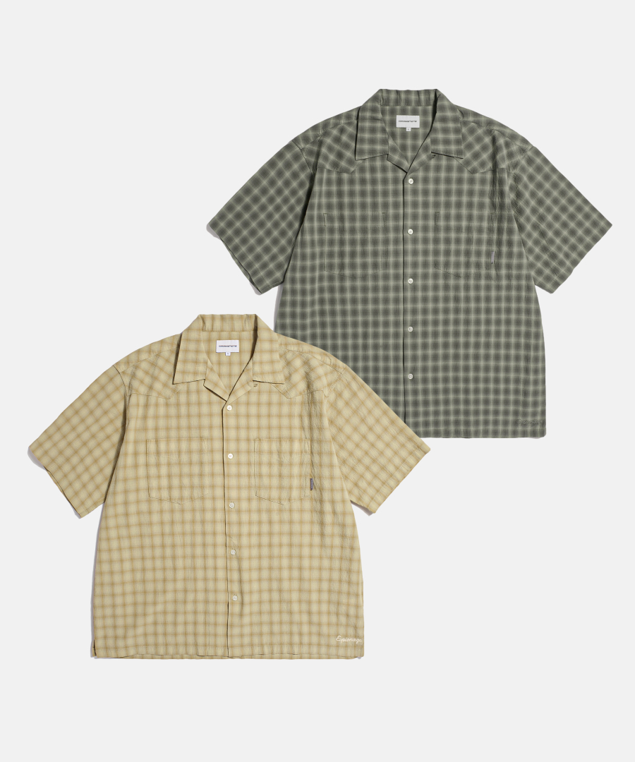 Textuкрасный check western s/s shirt dark grey