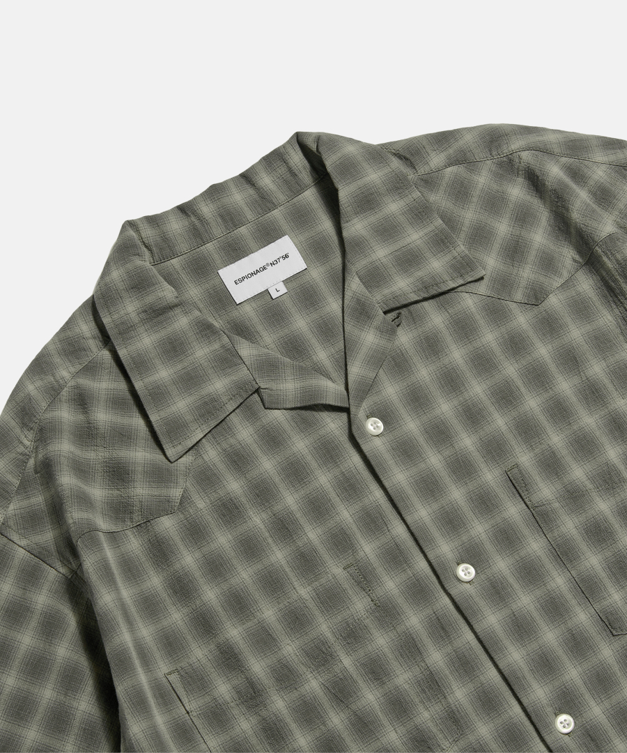 Textuкрасный check western s/s shirt dark grey