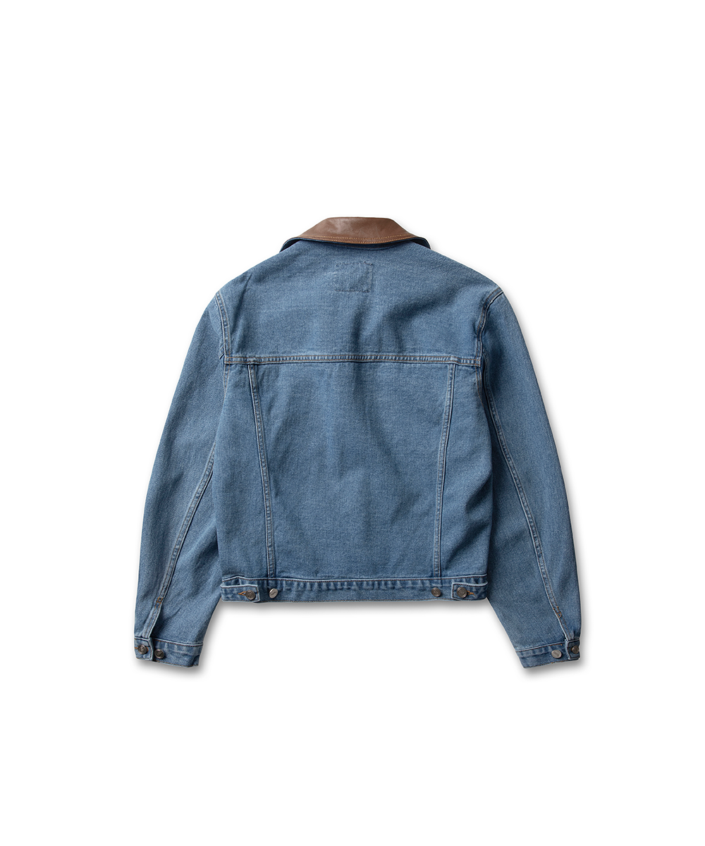 Leather-Collared Denim Trucker
