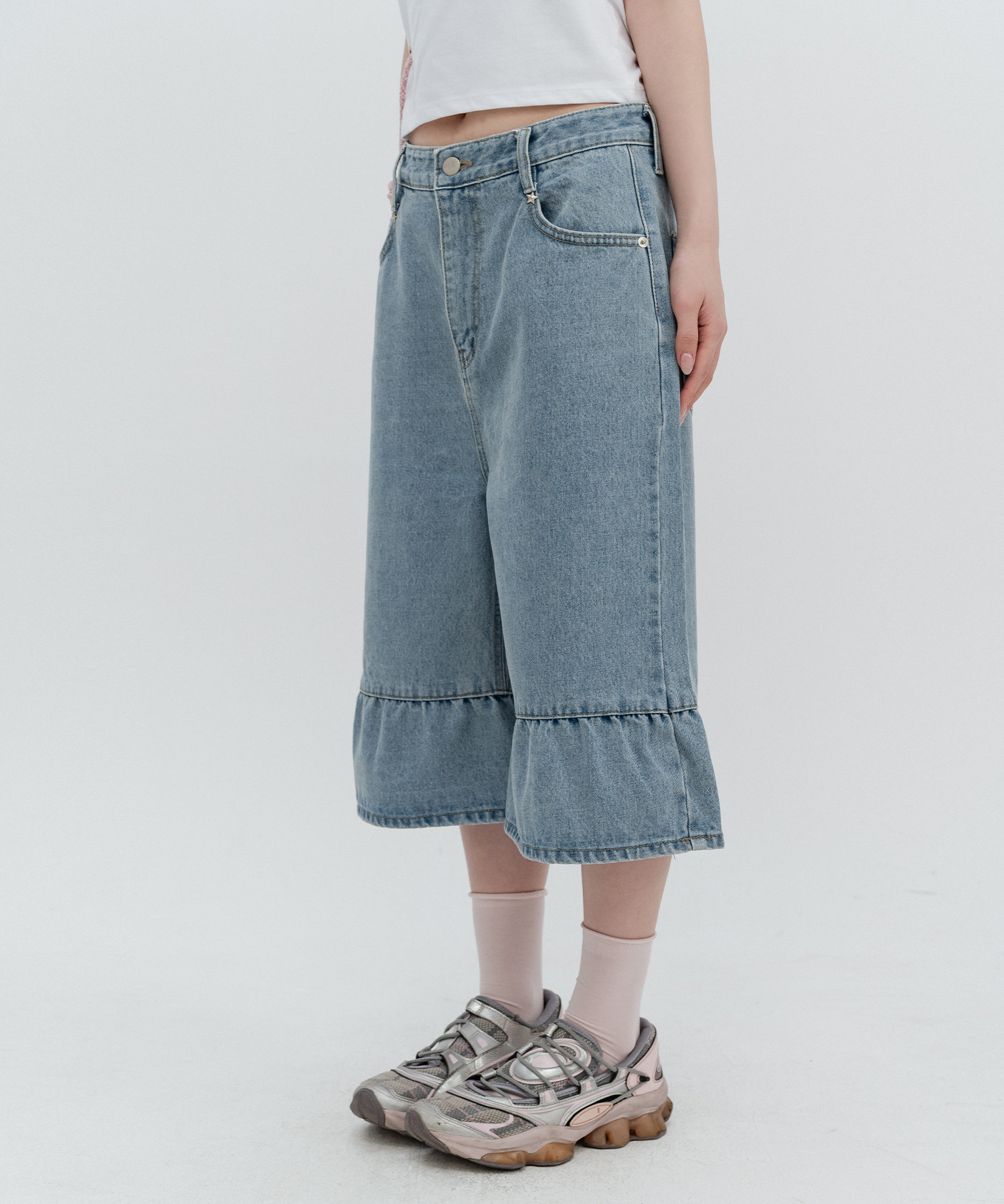 Джинсовые бермуды с оборками Disco Denim