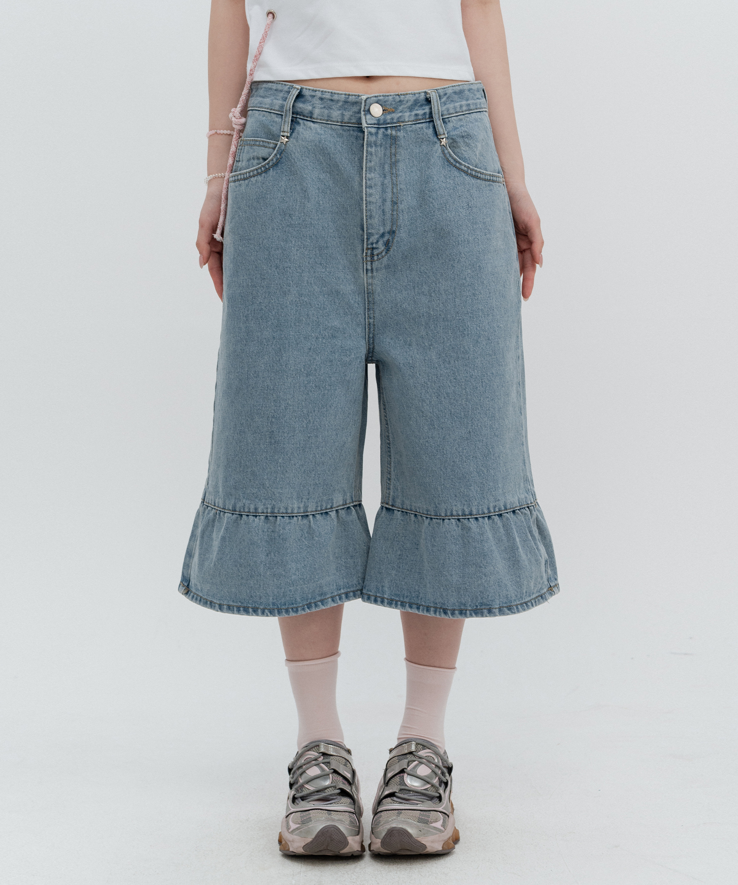 Джинсовые бермуды с оборками Disco Denim