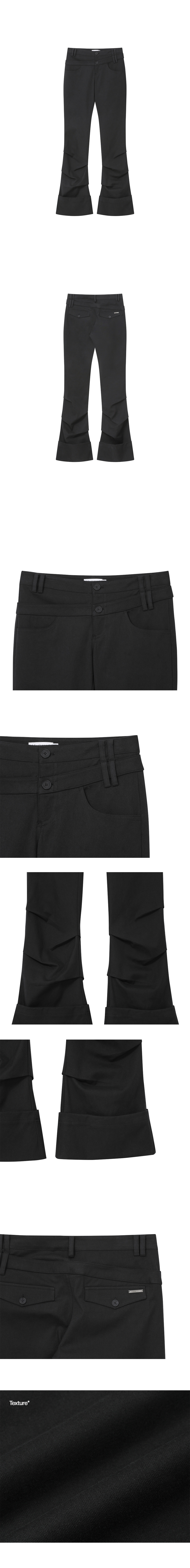 미세키서울(MISEKI SEOUL) Two line layered folding pants BLACK