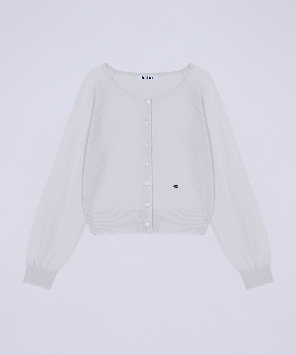 SOFT ROUND NECK BUTTON CARDIGAN 3COL_IVORY