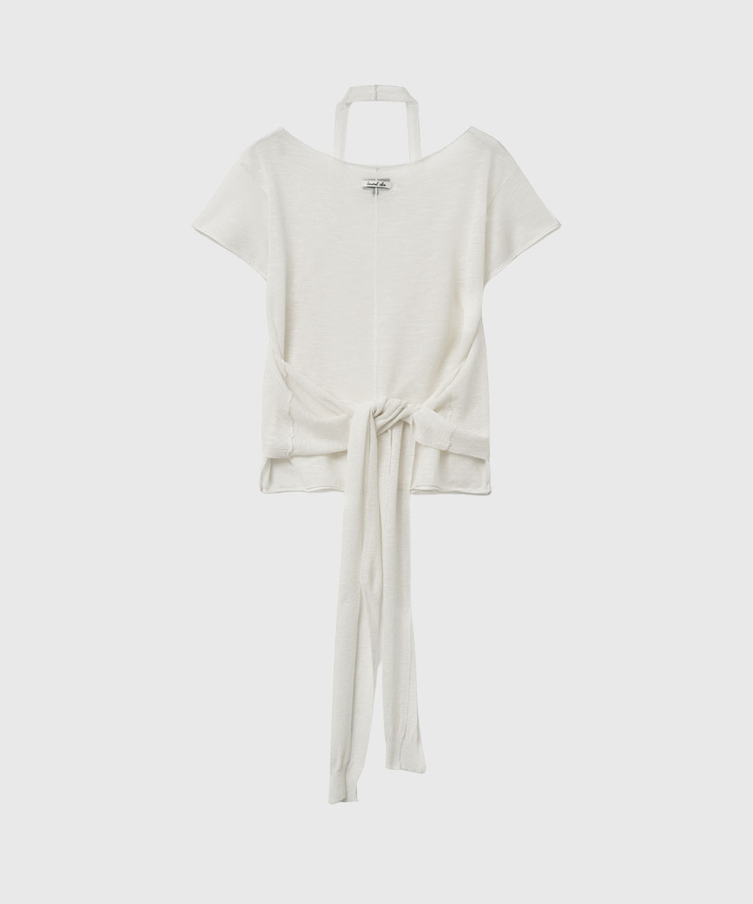 woman see through halter neck layered knit set [ivory]