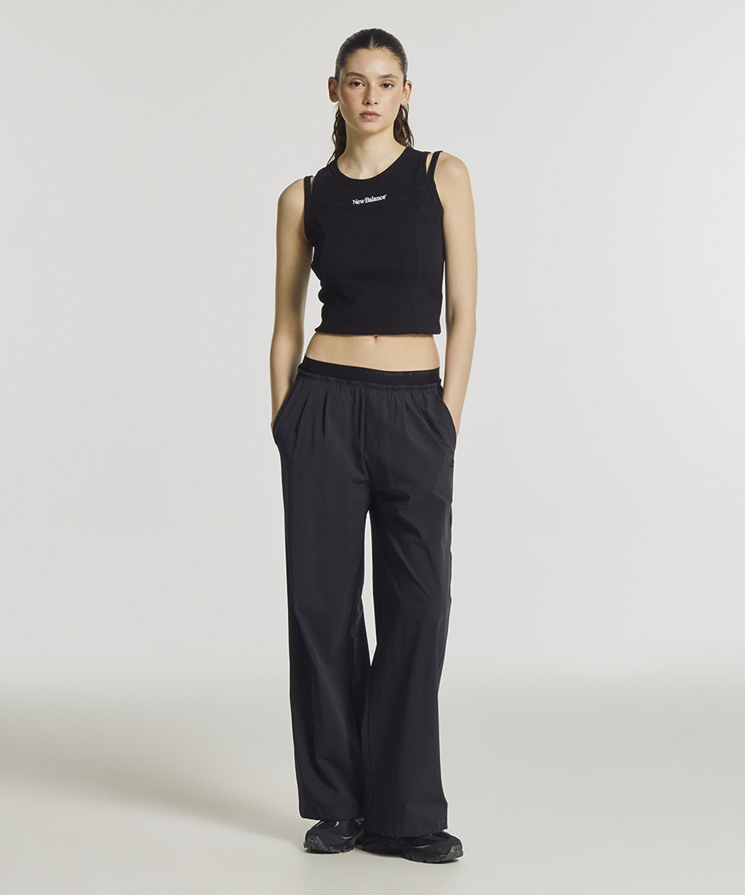 NBNTG3W712 / WOMEN FROZEN Air Stretch широкие брюки оверсайз (BLACK)