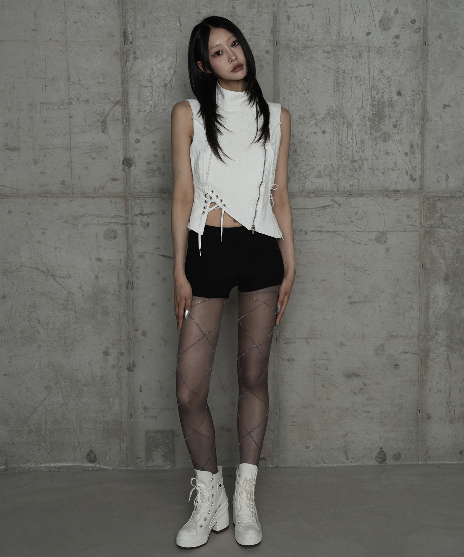 Diagonal Corset Vest (White)